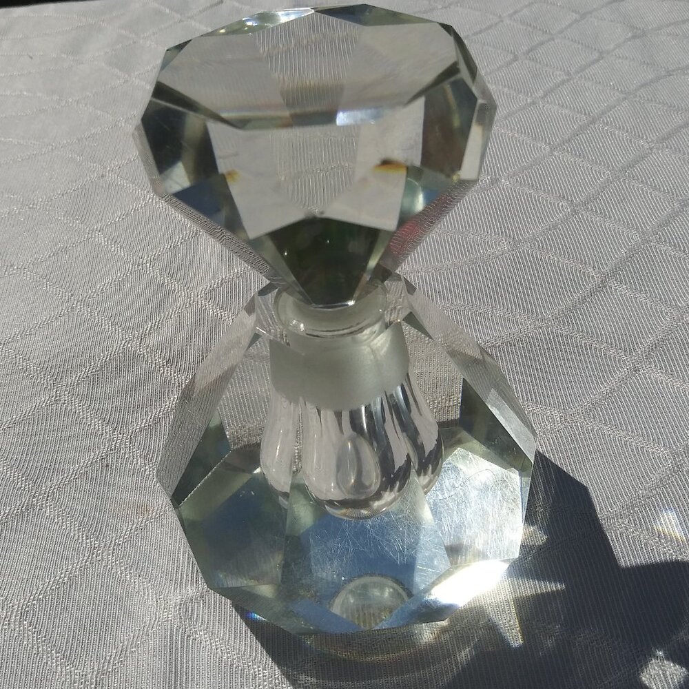 Vintage Crystal Glass Perfume Bottle Very Heavy - Picture 2 of 10